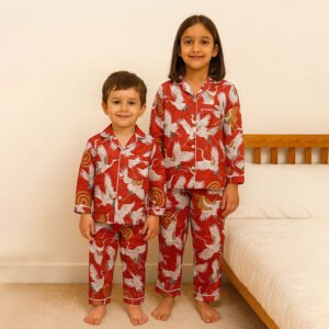 Kids’ Crane Print Pyjama Set
