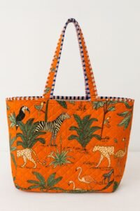 Orange Jungle Quilted Tote Bag 